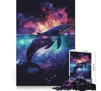 Whale Silhouette Galaxy 1000 Piece Jigsaw Puzzles for Adults Teenagers Thought Training Mindful Leisure Uniform Cut Bday Surprise (38x52cm)