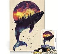 Whale Silhouette Galaxy 1000 Piece Teenager Puzzles Analytical Skill Easy Relaxation Clean Cut Perfect Present (50x75cm)