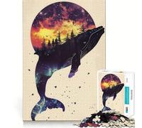 Whale Silhouette Galaxy 1000 Piece Teenager Puzzles Mental Focus Game Precision Cut Smooth Edges Christmas Stocking Stuffer Game (38x52cm)