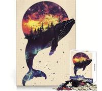 Whale Silhouette Galaxy Jigsaw 1000 Pieces for Teenagers Brain Agility Cozy Pastime Secure Join Ideal Xmas Gift (38x52cm)