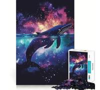 Whale Silhouette Galaxy Jigsaw for Teenagers 1000 Pieces Mental Improve Play Uniform Size Precise Pieces Family Fun Night Activity (38x52cm)
