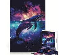Whale Silhouette Galaxy Jigsaw Puzzles for Adults 1000 Brain Memory Restful Activity Tight Lock Cozy Xmas Gift (50x75cm)