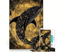 Whale Stained Glass Art Adults Puzzles 1000 Piece Jigsaws Recall Skill Fun High Precision Die Cut Easy to Learn Family Enjoyment (38x52cm)