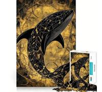 Whale Stained Glass Art Jigsaw Puzzle1000 Pieces Mind Train Fun Clean Cut Sturdy Components Captivating Leisure for Cozy Indoors (38x26cm)