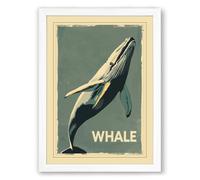 Whale Study Vintage Framed Wall Art Print A3 (42×29.7cm) White, Wall Decor for Living Room, Bedroom, Office & Home, Ready to Hang, Art Gift