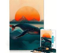 Whale Sunset Adult Jigsaw Puzzles1000 Pieces Brain Game Gift High Precision Die Cut Relaxing Indoor Group Activity (38x26cm)