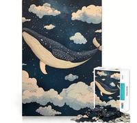 Whale Swimming Among Clouds 1000 Piece Jigsaw Puzzles Mind Challenge Toy High Precision Die Cut Amusing Challenge for Waiting Time (50x75cm)