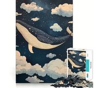 Whale Swimming Among Clouds Jigsaw 1000 Pieces Focus Building Toy Zero Gap Rewarding Activity for Rainy Days (38x52cm)