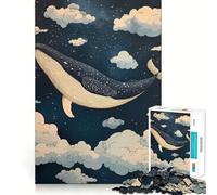 Whale Swimming Among Clouds Jigsaw Puzzles 1000 Mental Focus Game No Gap Tight Fitting Design Interactive Brain Challenge for Home (38x26cm)