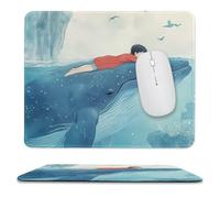 Whale Swimming Sea Ocean Mouse Pad Waterproof Ultra-Thin Non-Slip Rubber Base Square Mouse Mat Gaming Mousepad 9.8"x11.8"