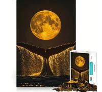 Whale Tail And Full Moon 1000-piece Jigsaw Puzzles Brain Focus Game Expert Cutting Craftsmanship Fascinating Hobby for Idle Moments (50x75cm)