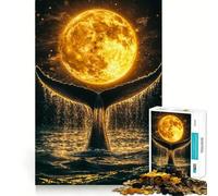 Whale Tail And Full Moon 1000-piece Jigsaw Puzzles Brain Focus Game Expert Cutting Craftsmanship Fascinating Hobby for Idle Moments (50x75cm)