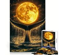 Whale Tail And Full Moon 1000 Piece Jigsaw Puzzles for Adults Teenagers Thought Training Mindful Leisure Uniform Cut Bday Surprise (38x26cm)