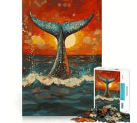 Whale Tail at Sunset 1000-piece Jigsaw Puzzles Brain Training Fun Tight Interlock No Gaps Bonding Activity for Loved Ones (50x75cm)