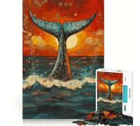 Whale Tail at Sunset Jigsaw for Teenagers 1000 Pieces Mind Boost Fun Clean Cut Sturdy Components Heartwarming Gathering Activity (38x26cm)