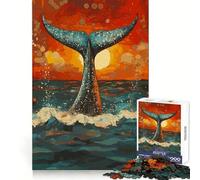 Whale Tail at Sunset Jigsaw Puzzles for Teenagers 1000 Focus Ability Relaxed Leisure Interlock Well Best Gift (38x26cm)