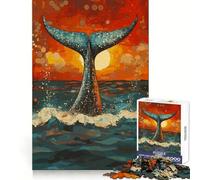 Whale Tail at Sunset Teenager Jigsaw Puzzles 1000 Pieces Cognitive Memory Soothing Downtime Exact Cut Birthday Gift (50x75cm)