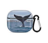 Whale Tail Bluetooth Earbuds Case Cover Full Body Shockproof Protection Hard Case Support Wireless Charging with Keychain Personalized Gift for AirPods 3