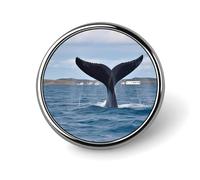 Whale Tail Brooch with Button Design, Funny Backpack Pins for Women, Personalized Brooch Pins for Men, Round Badge for Hat, Cute Badge Holders for Activity