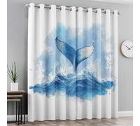 Whale Tail Curtains for Bedroom, Marine Life Blackout Curtains for Living Room, 54 Drop Eyelet Window Treatments Home Decor 52 X 54 Inch (W X L), 2 Panels X&-174