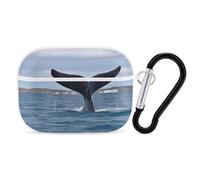 Whale Tail Earbuds Organizer Shockproof Protective Airpods Pro Cover with Carabiner Clip Anti Fall Carrying Earphone Case Cover for Airpods Pro 2nd Generation White