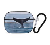Whale Tail Earbuds Organizer Shockproof Protective Airpods Pro Cover with Carabiner Clip Anti Fall Carrying Earphone Case Cover for Airpods Pro 2nd Generation Black