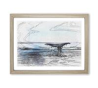 Whale Tail From The Ocean In Abstract Modern Art Framed Print | A3 Oak Framed Wall Art | Ready to Hang | Abstract Animal Picture | Living Room Bedroom Lounge Office
