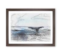 Whale Tail From The Ocean In Abstract Modern Art Framed Print | A3 Walnut Framed Wall Art | Ready to Hang | Abstract Animal Picture | Living Room Bedroom Lounge Office