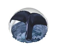 Whale Tail In The Sea Double Layer Waterproof Shower Cap For Women, Reusable Bath Hat With Elastic Band, Keep Hair Dry For Shower And Skincare
