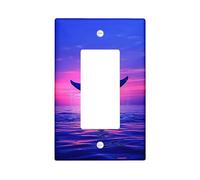 Whale Tail Light Switch Cover Plates/Outlet Covers, Ocean Blue Sunset Design for Nautical Decor, Thermoplastic Wall Plates, Standard Size Single Rocker