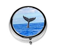 Whale Tail Print Personalised Portable Pillbox with,Mini Pillbox Compact and Convenient Pill Organiser for Storing and Organising Pills