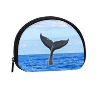 Whale Tail Print Portable Mini Storage Bag Shell Shaped Wallet Small Coin Wallet Shell Storage Bag