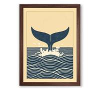 Whale Tail Rising Coastal Framed Wall Art Print A1 (84.1×59.4cm) Walnut, Wall Decor for Living Room, Bedroom, Office & Home, Ready to Hang, Art Gift