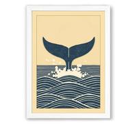 Whale Tail Rising Coastal Framed Wall Art Print A1 (84.1×59.4cm) White, Wall Decor for Living Room, Bedroom, Office & Home, Ready to Hang, Art Gift