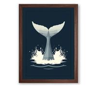 Whale Tail Rising Coastal Framed Wall Art Print A2 (59.4×42cm) Walnut, Wall Decor for Living Room, Bedroom, Office & Home, Ready to Hang, Art Gift