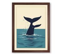 Whale Tail Rising Minimalist Framed Wall Art Print A1 (84.1×59.4cm) Walnut, Wall Decor for Living Room, Bedroom, Office & Home, Ready to Hang, Art Gift