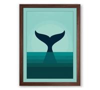 Whale Tail Rising Minimalist Framed Wall Art Print A1 (84.1×59.4cm) Walnut, Wall Decor for Living Room, Bedroom, Office & Home, Ready to Hang, Art Gift