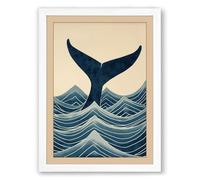 Whale Tail Rising Minimalist Framed Wall Art Print A1 (84.1×59.4cm) White, Wall Decor for Living Room, Bedroom, Office & Home, Ready to Hang, Art Gift