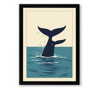 Whale Tail Rising Minimalist Framed Wall Art Print A3 (42×29.7cm) Black, Wall Decor for Living Room, Bedroom, Office & Home, Ready to Hang, Art Gift