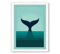 Whale Tail Rising Minimalist Framed Wall Art Print A4 (29.7×21cm) White, Wall Decor for Living Room, Bedroom, Office & Home, Ready to Hang, Art Gift