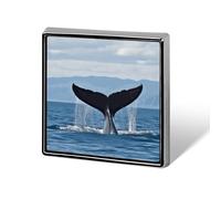 Whale Tail Square Lapel Pin 0.7x0.7in Aluminum Badge Stylish Personalized Accessory Daily Wear
