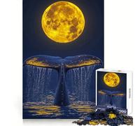 Whale Tail Under Full Moon 1000 Piece Jigsaw Puzzles for Teenagers Logical Skill Leisurely Pursuit Precise Join Fine Xmas Gift (38x52cm)