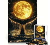 Whale Tail Under Full Moon for Adults 1000 Piece Jigsaw Puzzle Mental Exercise Serene Escape Snug Lock (38x52cm)