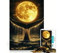 Whale Tail Under Full Moon Jigsaw 1000 Pieces Memory Skill Fun Smooth Edge Perfect Interlock Fun-filled Way to Fill Empty Hours (50x75cm)