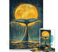 Whale Tail Under Moon 1000 Piece Jigsaw Puzzles Mind Challenge Toy High Precision Die Cut Amusing Challenge for Waiting Time (38x52cm)