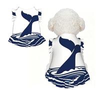 Whale Tail Wave M Pet Apparel for Small Dogs-Cute Summer Outfit for Puppy, Soft Breathable Pet Clothes for Cat