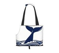 Whale Tail Wave Pet Carrier Bag-Foldable Travel Tote For Small Dogs Cats, Portable Soft Sided Pet Crate With Seatbelt For Cat Puppy