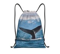 Whale Tail Women Men Gym Sack Foldable Pe Bag Large Drawstring Backpack For Swim Yoga Climbing