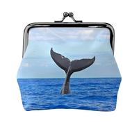 Whale Tail Women's Leather Kiss-Lock Coin Purse,Double-Sided Full Print Pattern,Ultra-Fine Fiber Leather,Small Clutch Wallet for Cash,Cards,Coins