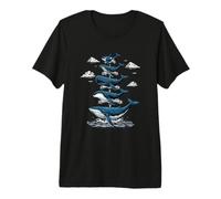 Whale Tower Stacked Ocean Marine Life Whale Watching Premium T-Shirt